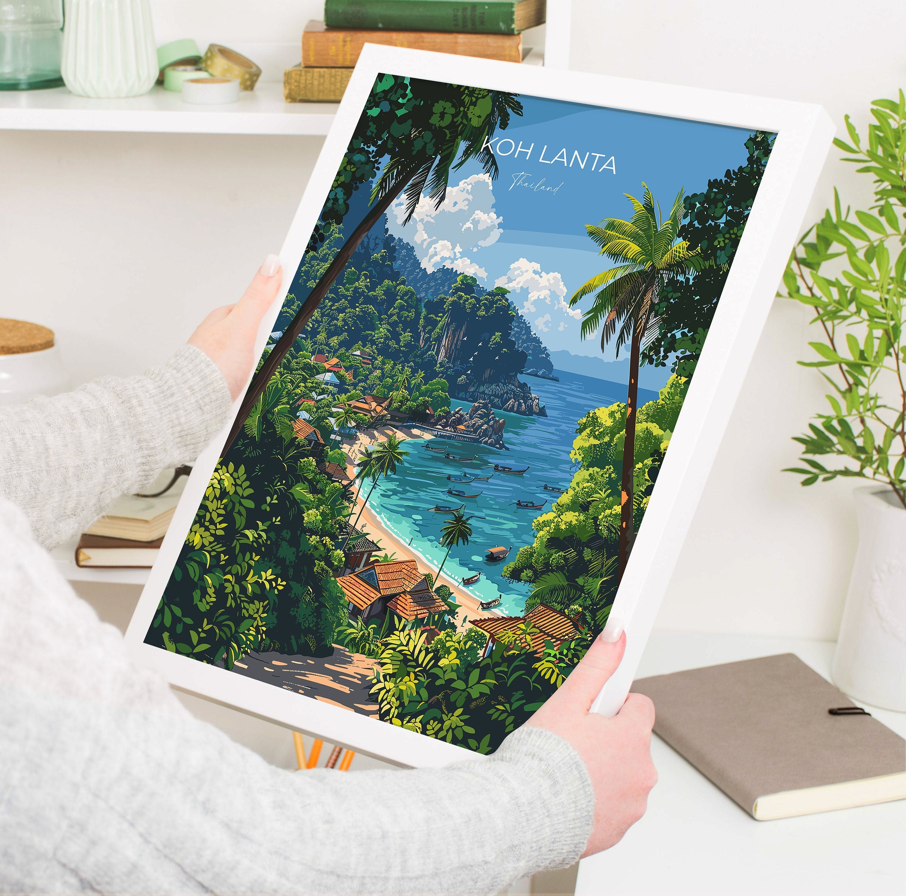 Koh Lanta Travel Poster Wall Art, Travel Print of Koh Lanta, Thailand, Koh Lanta Art Lovers Gift, Travel Gift Art NQ Media Designs