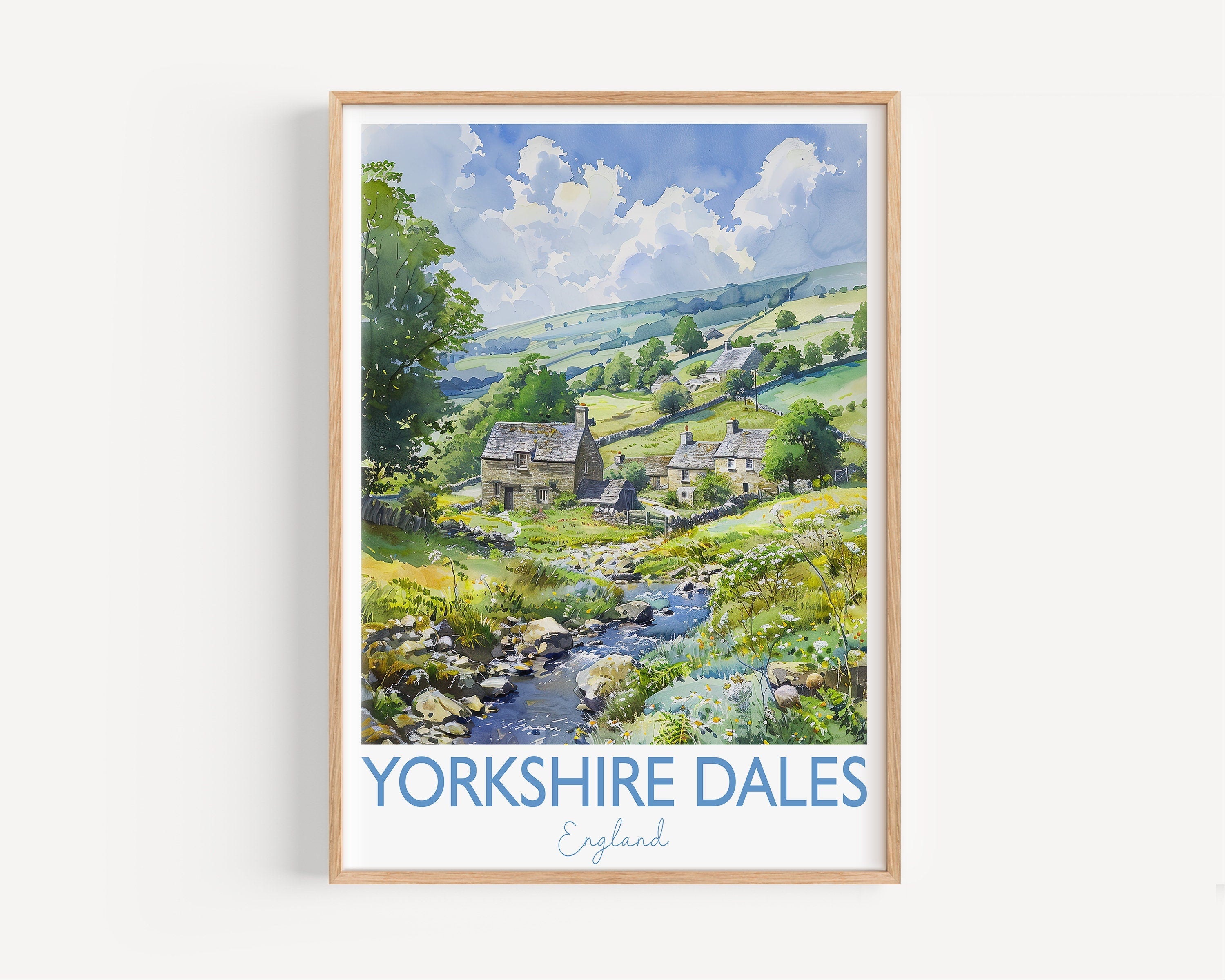 Yorkshire Dales Poster, Travel Print of Yorkshire Dales, England, Yorkshire Dales Art Lovers Gift, Travel Watercolour Gift NQ Media Designs