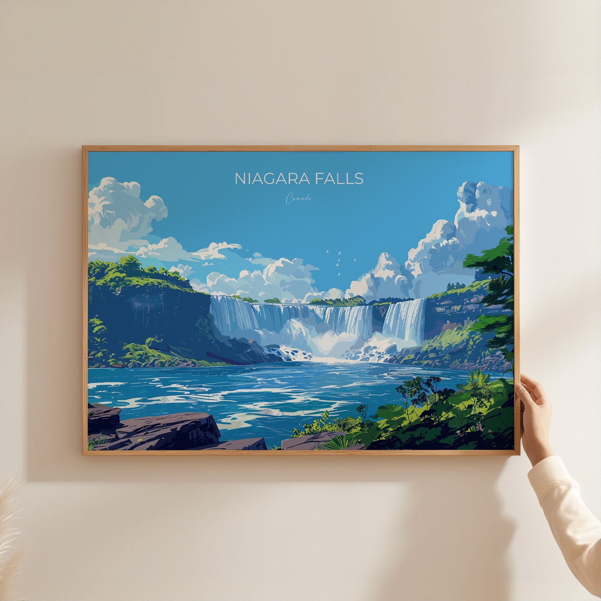 Niagara Falls Travel Poster Wall Art, Landscape Travel Print of Niagara Falls, Niagara Falls Art Lovers Gift, Canada, Travel Wall Art Gift NQ Media Designs
