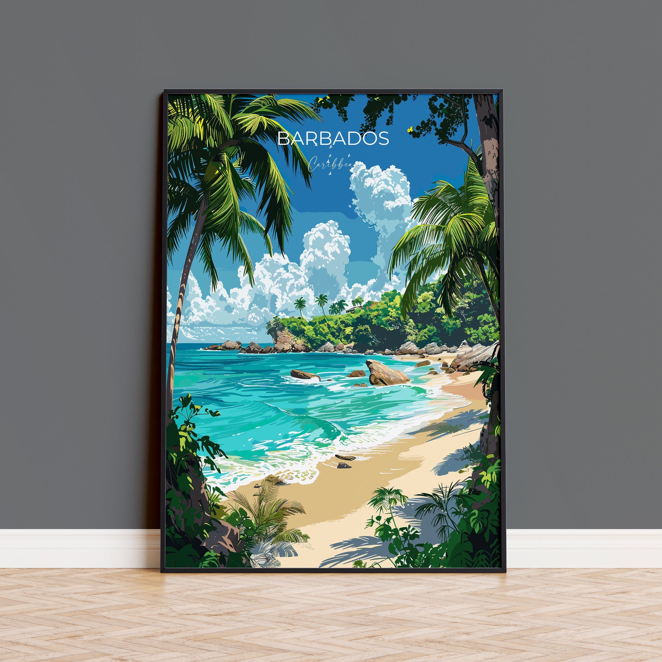 Barbados Travel Poster, Travel Print of Barbados, Caribbean, Barbados Art Lovers Gift, Caribbean Gift, Wall Art Print NQ Media Designs