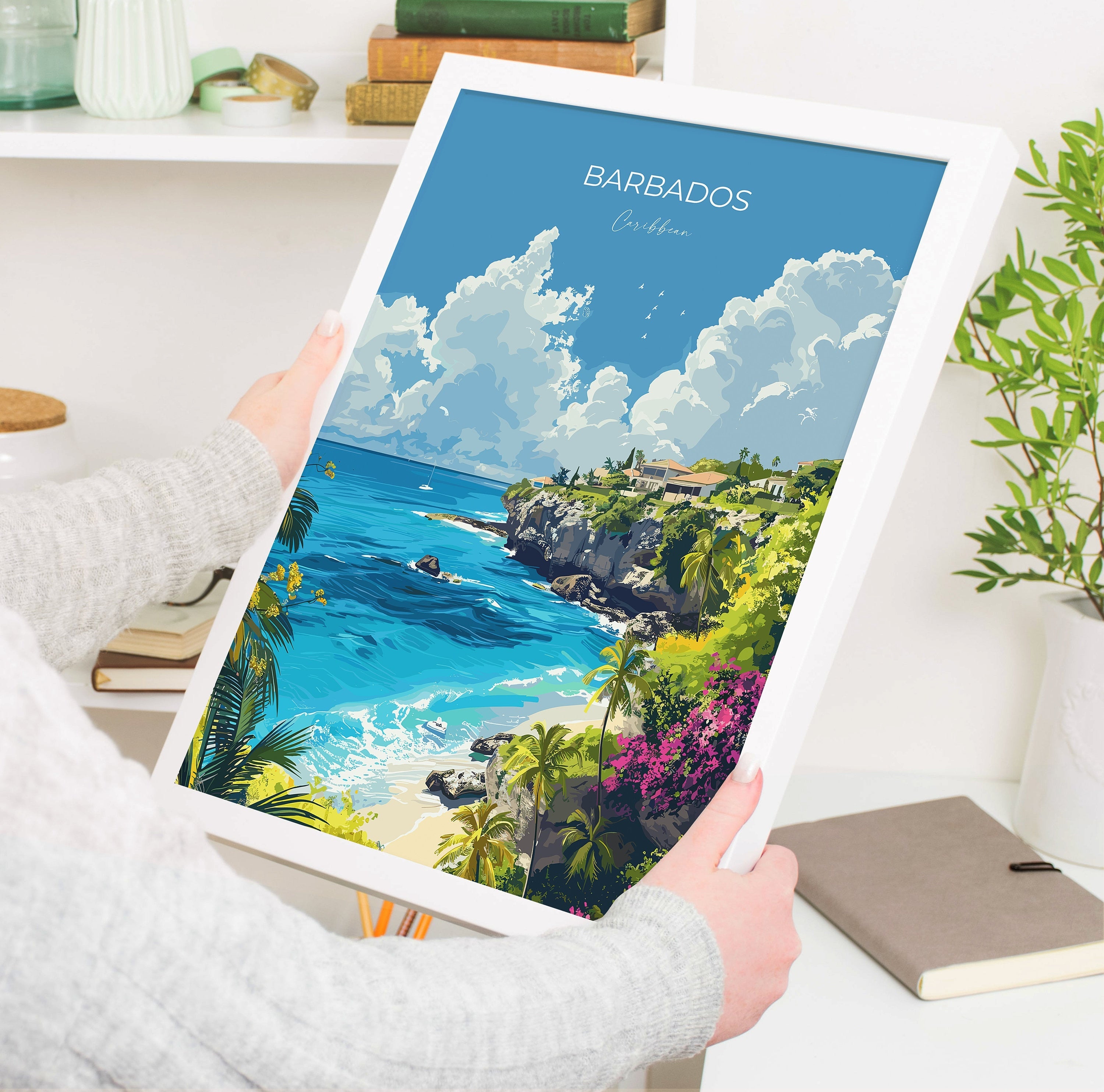 Barbados Travel Poster, Travel Print of Barbados, Caribbean, Barbados Art Lovers Gift, Caribbean Gift, Wall Art Print NQ Media Designs