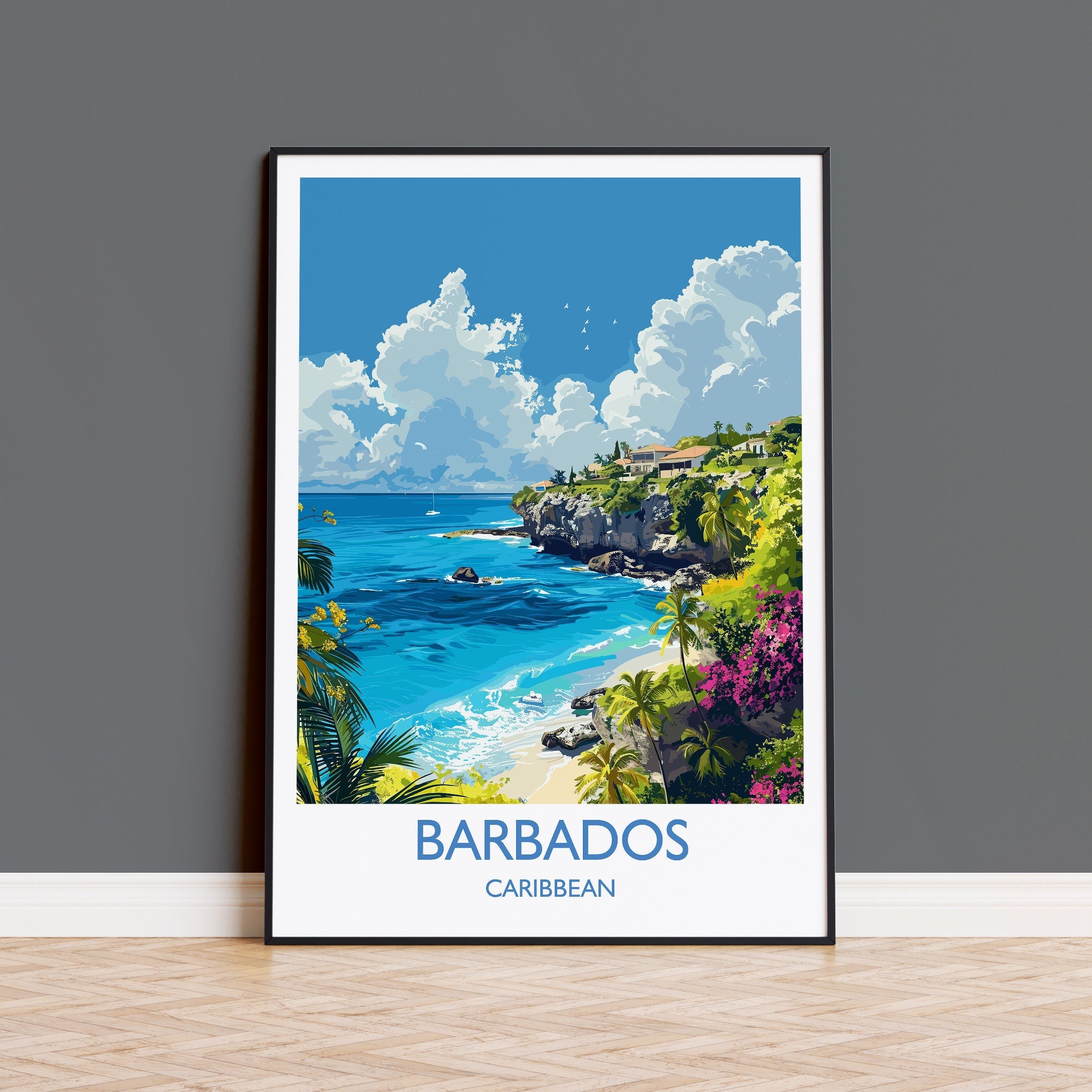 Barbados Travel Print, Travel Poster of Barbados, Caribbean, Barbados Art Lovers Gift, Caribbean Gift, Wall Art Print NQ Media Designs