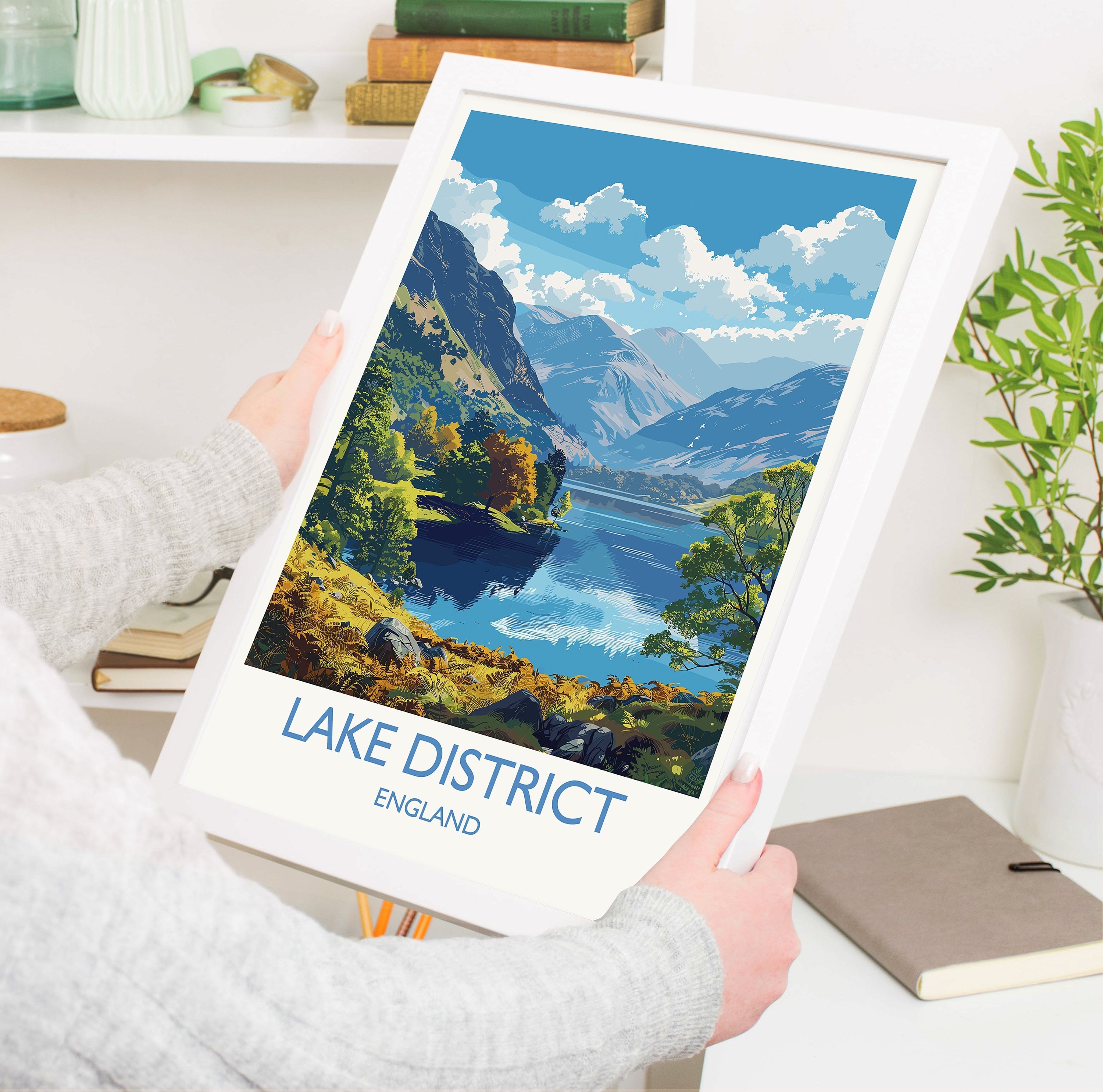 Lake District Travel Print Wall Art, Travel Poster of Lake District, Lake District Art Lovers Gift, English Countryside NQ Media Designs