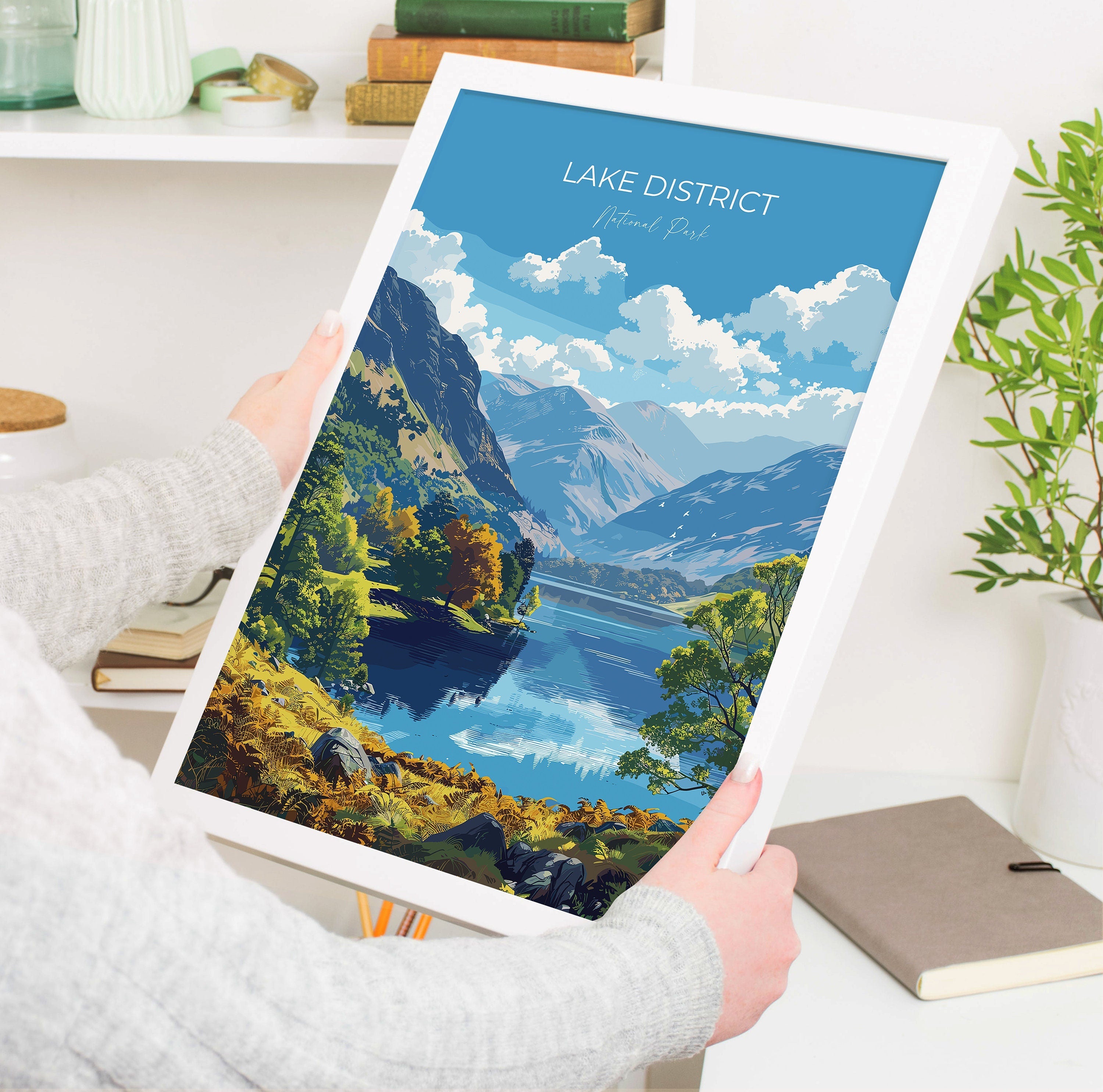 Lake District Travel Poster Wall Art, Travel Print of Lake District, Lake District Art Lovers Gift, English Countryside NQ Media Designs