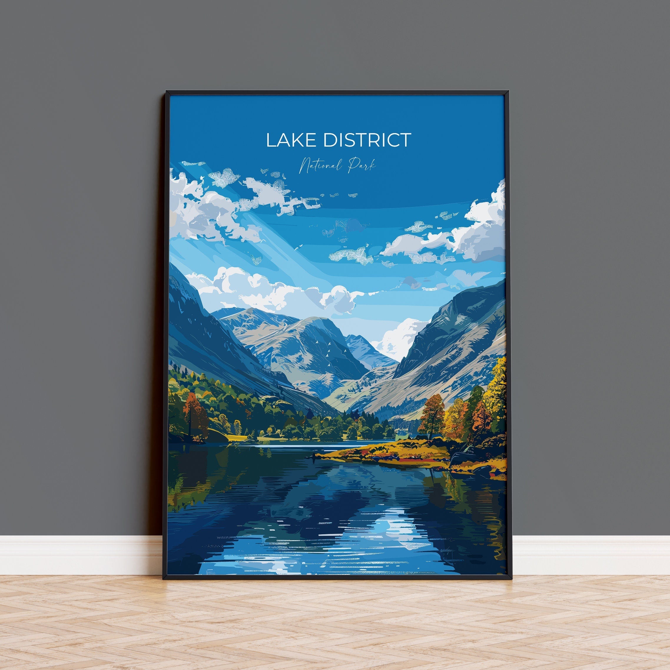 Lake District Travel Poster Wall Art, Travel Print of Lake District, Lake District Art Lovers Gift, English Countryside NQ Media Designs
