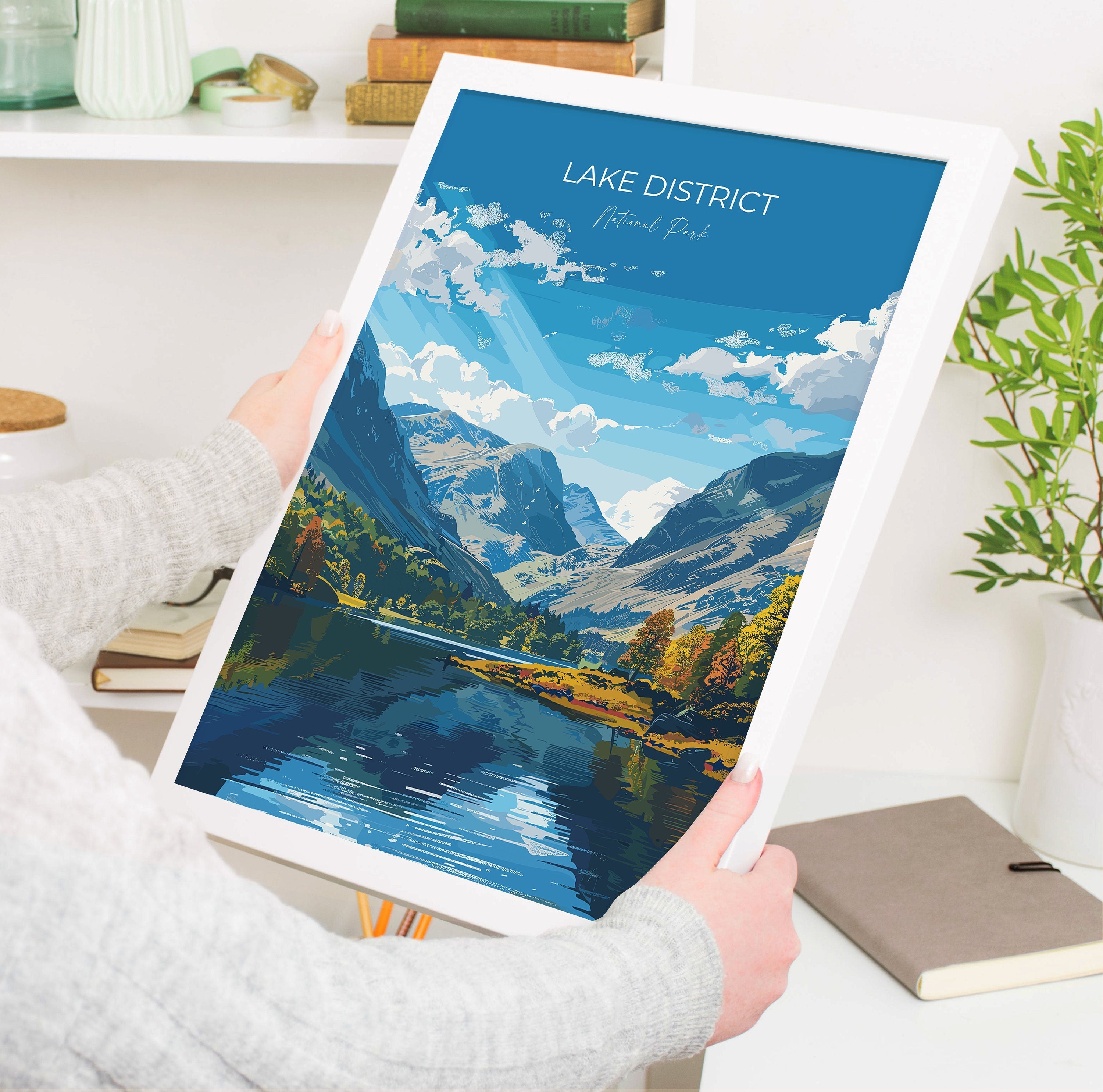 Lake District Travel Poster Wall Art, Travel Print of Lake District, Lake District Art Lovers Gift, English Countryside NQ Media Designs