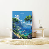 Capri Travel Poster, Travel Print of Capri, Italy, Capri Art Lovers Gift, Amalfi Coast Gift, Wall Art Print NQ Media Designs