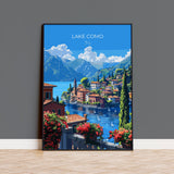 Lake Como Travel Print Wall Art, Travel Poster of Lake Como, Lake Como Art Lovers Gift, Italy, Italian Lakes Art Gift NQ Media Designs