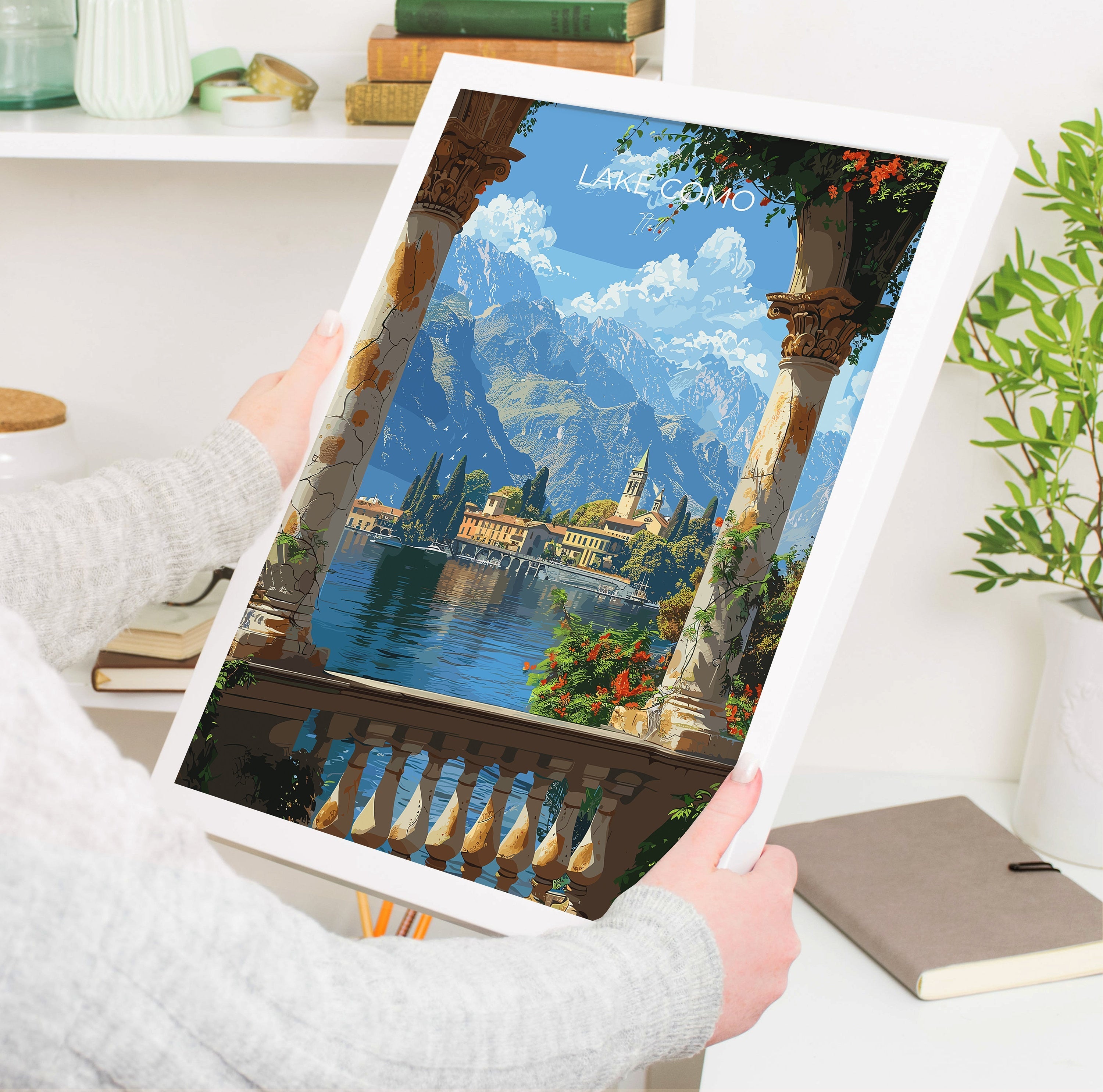 Lake Como Travel Print Wall Art, Travel Poster of Lake Como, Lake Como Art Lovers Gift, Italy, Italian Lakes Art Gift NQ Media Designs