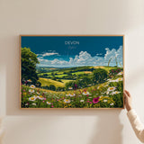 Devon Landscape Travel Poster Wall Art, Travel Print of Devon, Devon Art Lovers Gift, English Countryside NQ Media Designs