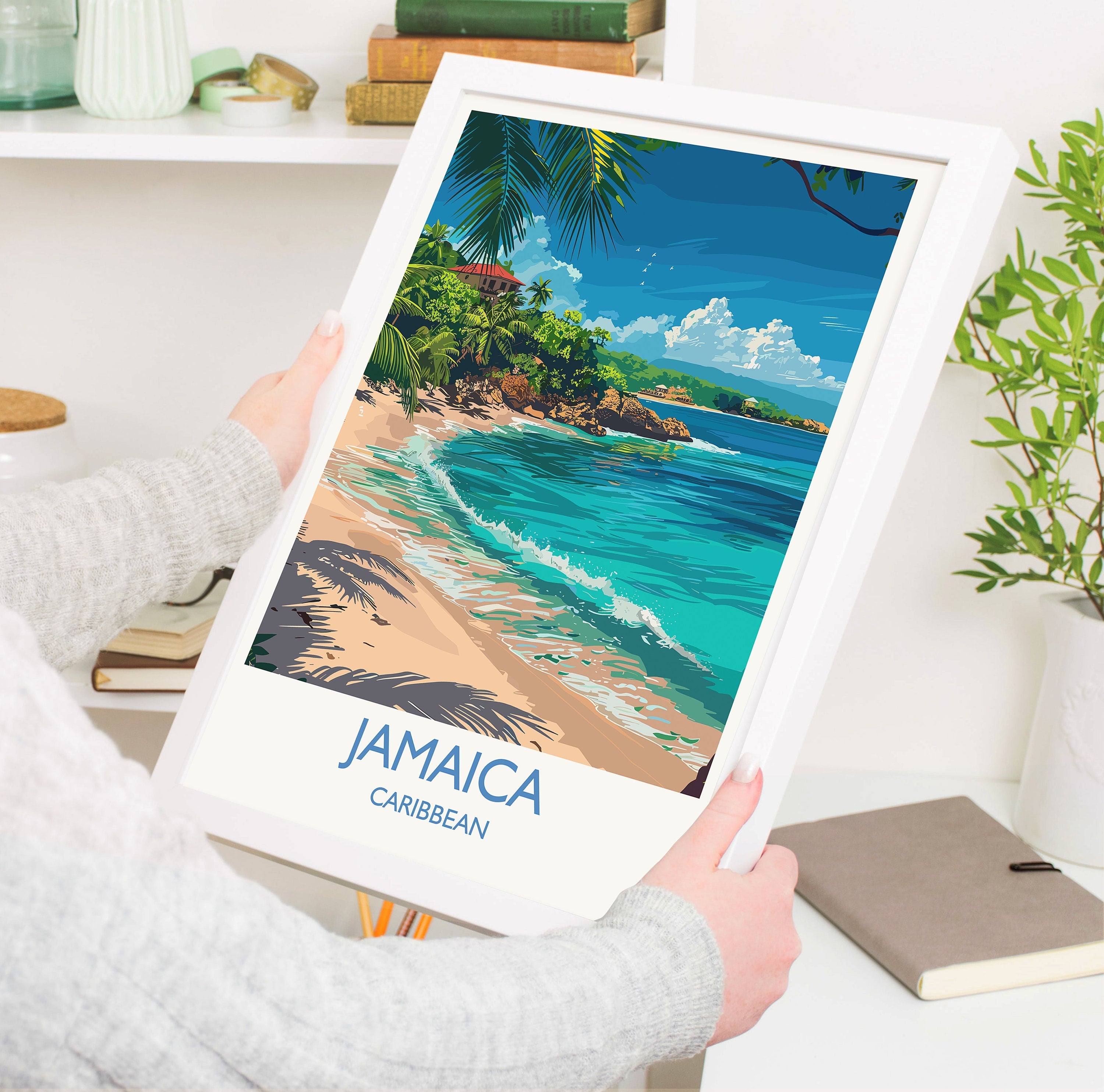 Jamaica Travel Print, Travel Poster of Jamaica, Caribbean, Jamaica Art Lovers Gift, Caribbean Gift, Wall Art Print NQ Media Designs