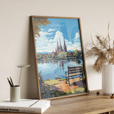 Lichfield Travel Poster, Travel Print of Lichfield, England, Staffordshire Art, Lichfield Art Lovers Gift, Wall Art Print NQ Media Designs