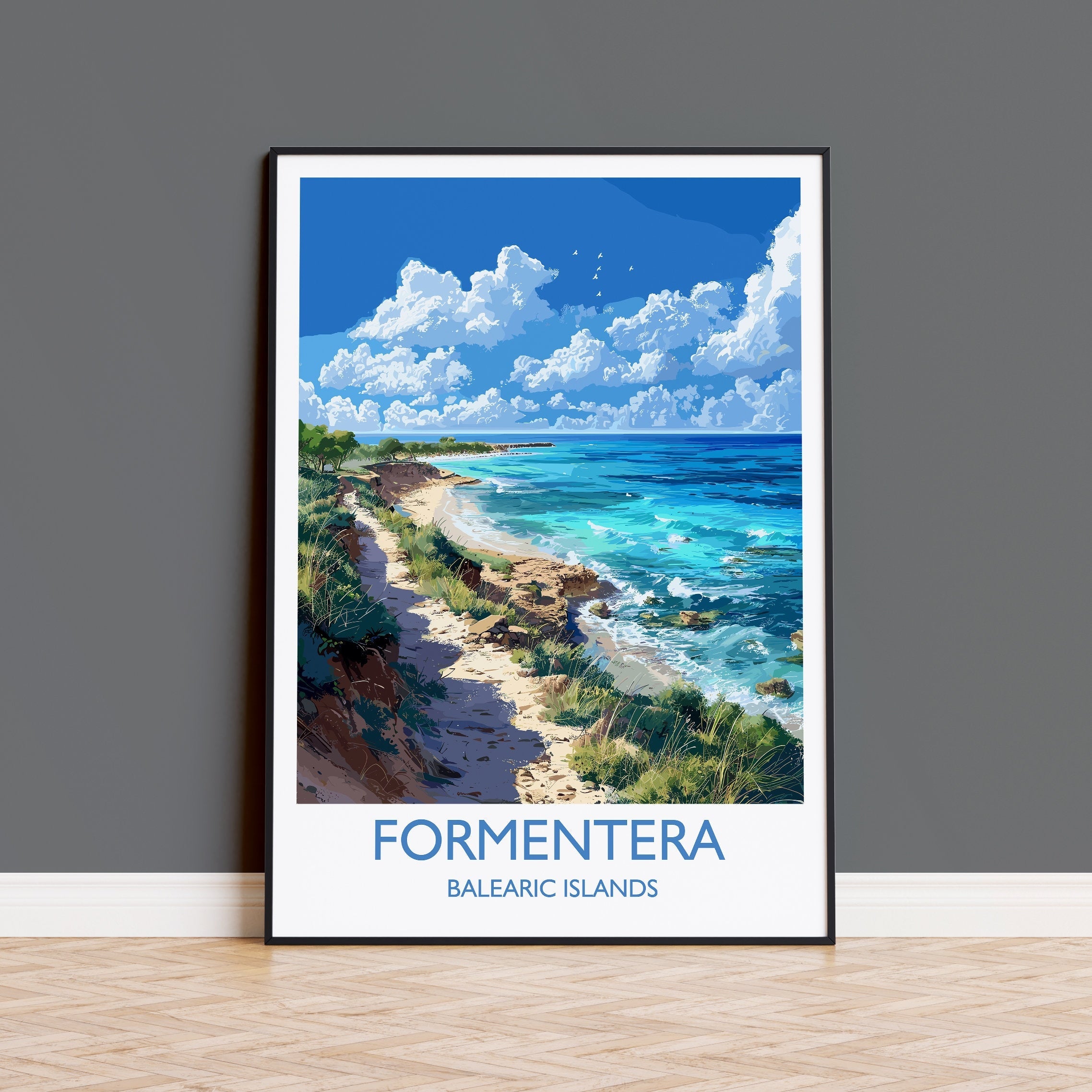 Formentera Travel Print, Travel Poster of Formentera, Balearic Islands Art Lovers Gift, Formentera Wall Art NQ Media Designs