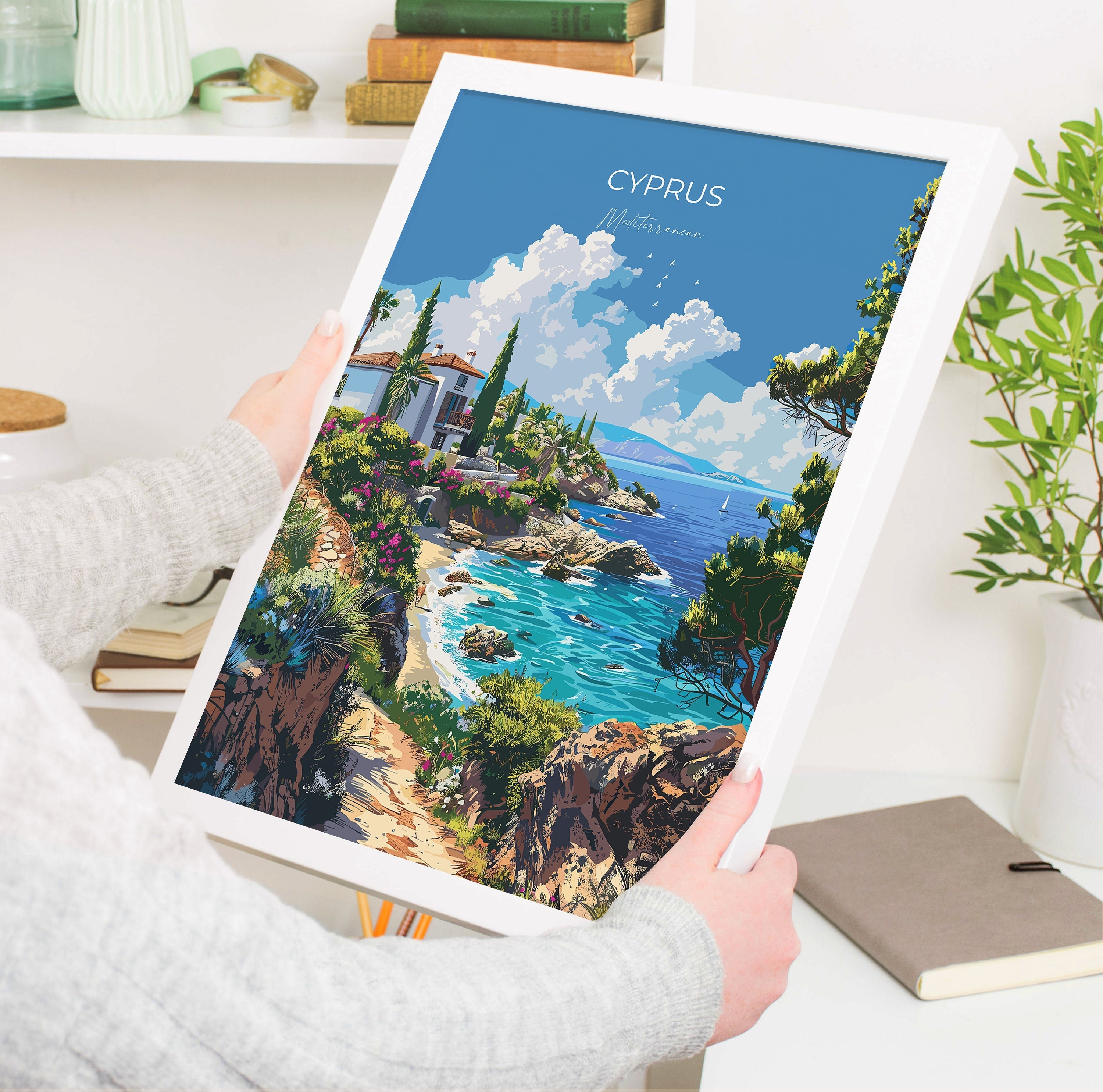 Cyprus Travel Poster, Travel Print of Cyprus, Mediterranean Art, Cyprus Art Lovers Gift, Cyprus Wall Art NQ Media Designs