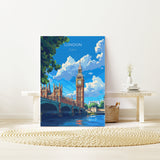 London Travel Poster Wall Art, Travel Print of London, London Art Lovers Gift, Big Ben Art Gift NQ Media Designs