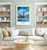 London Travel Print Wall Art, Travel Poster of London, London Art Lovers Gift, Big Ben Art Gift NQ Media Designs