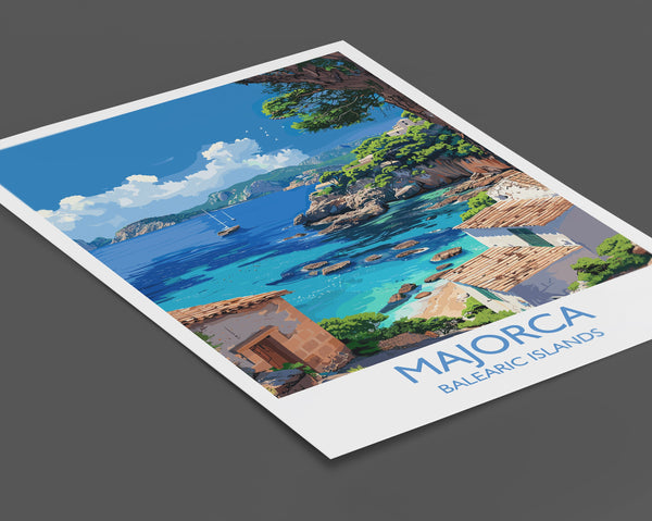 Majorca Travel Print, Travel Poster of Majorca, Balearic Islands Art Lovers Gift, Majorca Wall Art