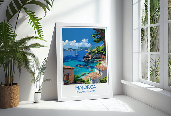 Majorca Travel Print, Travel Poster of Majorca, Balearic Islands Art Lovers Gift, Majorca Wall Art