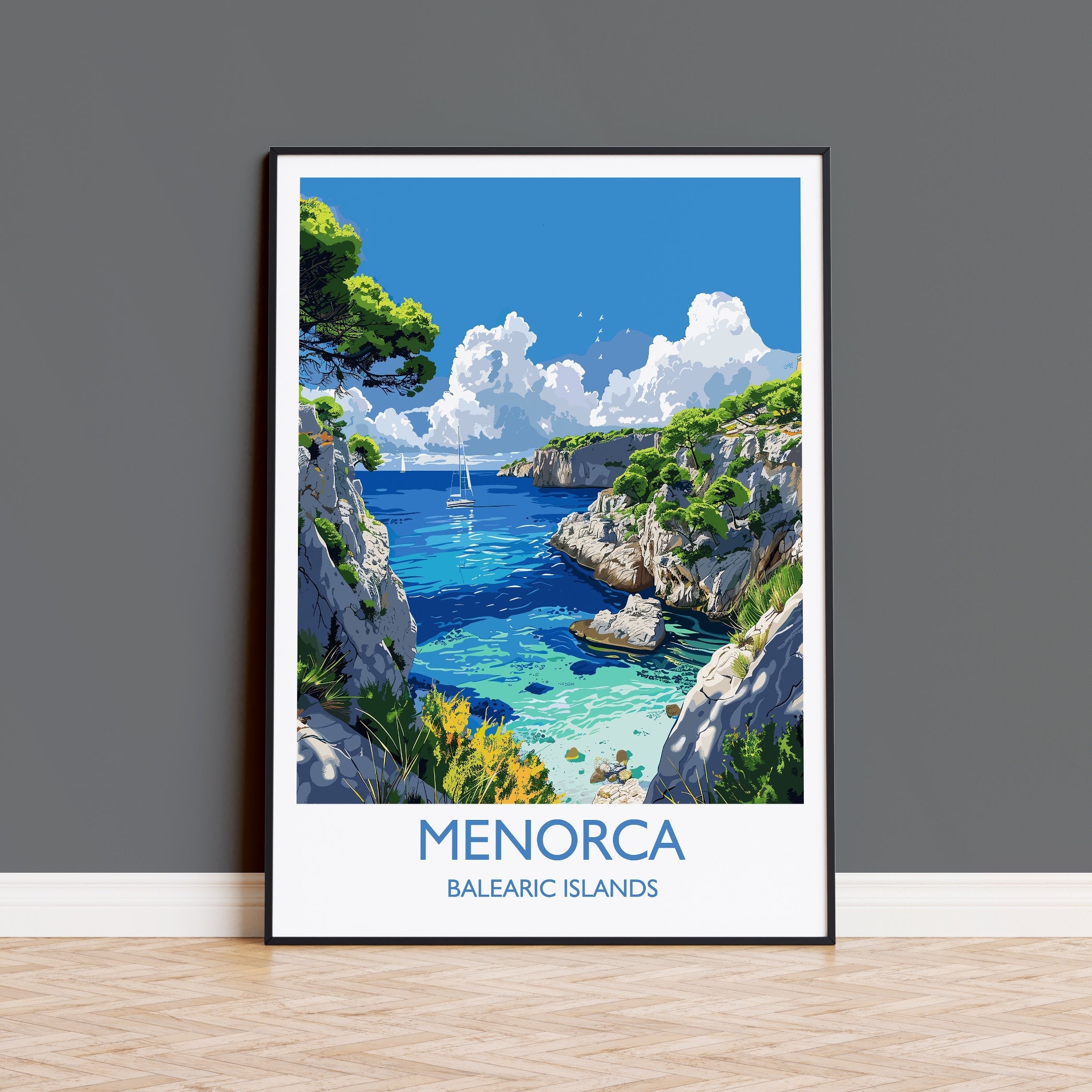 Menorca Travel Print, Travel Poster of Menorca, Balearic Islands Art Lovers Gift, Menorca Wall Art NQ Media Designs