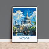 London Travel Print Wall Art, Travel Poster of London, London Art Lovers Gift, St Pauls Cathedral Art Gift NQ Media Designs