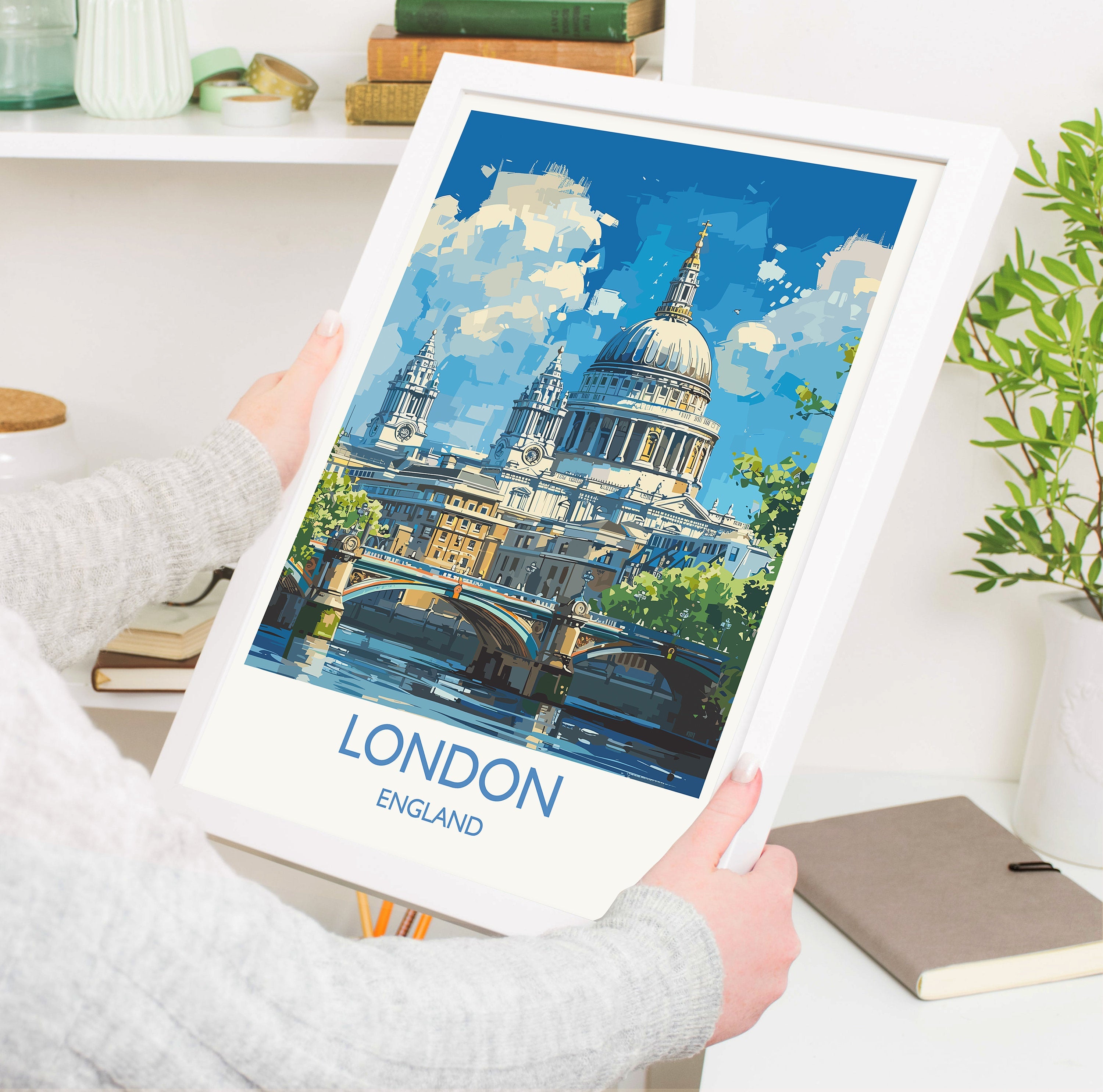 London Travel Print Wall Art, Travel Poster of London, London Art Lovers Gift, St Pauls Cathedral Art Gift NQ Media Designs