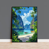 Phi Phi Travel Poster, Travel Print of Phi Phi, Thailand, Phi Phi Islands Art Lovers Gift, Wall Art Print NQ Media Designs