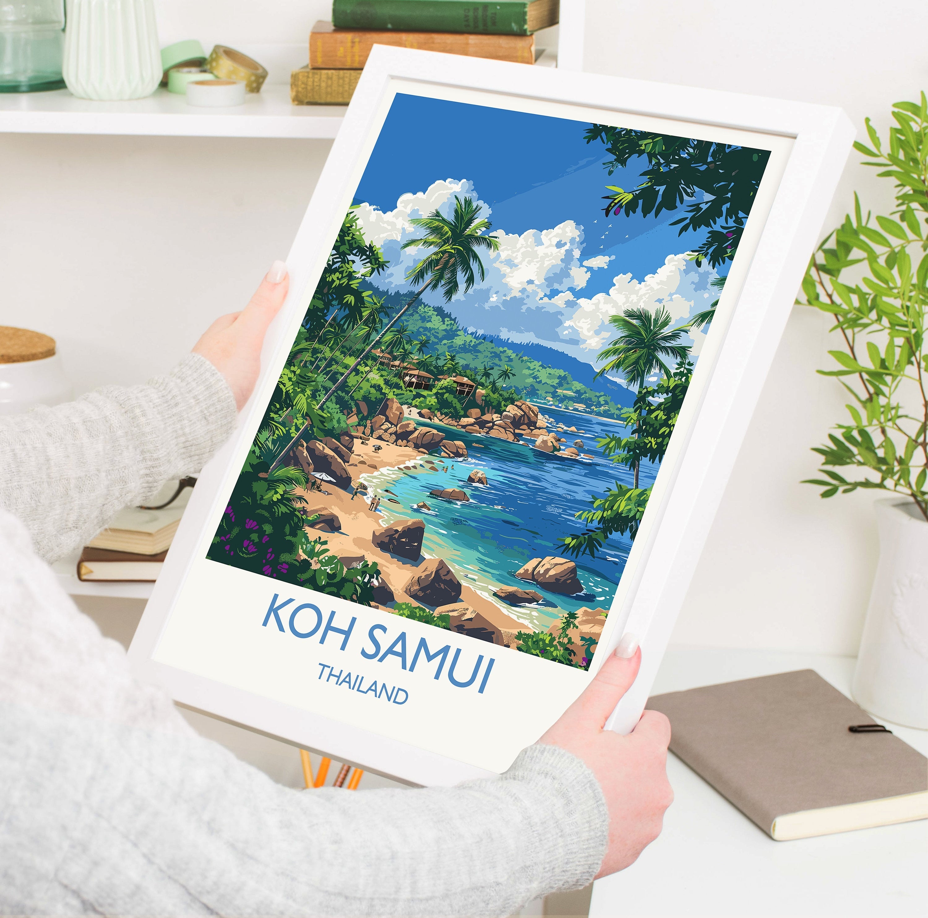 Koh Samui Travel Print, Travel Poster of Koh Samui, Thailand, Koh Samui Art Lovers Gift, Wall Art Print NQ Media Designs
