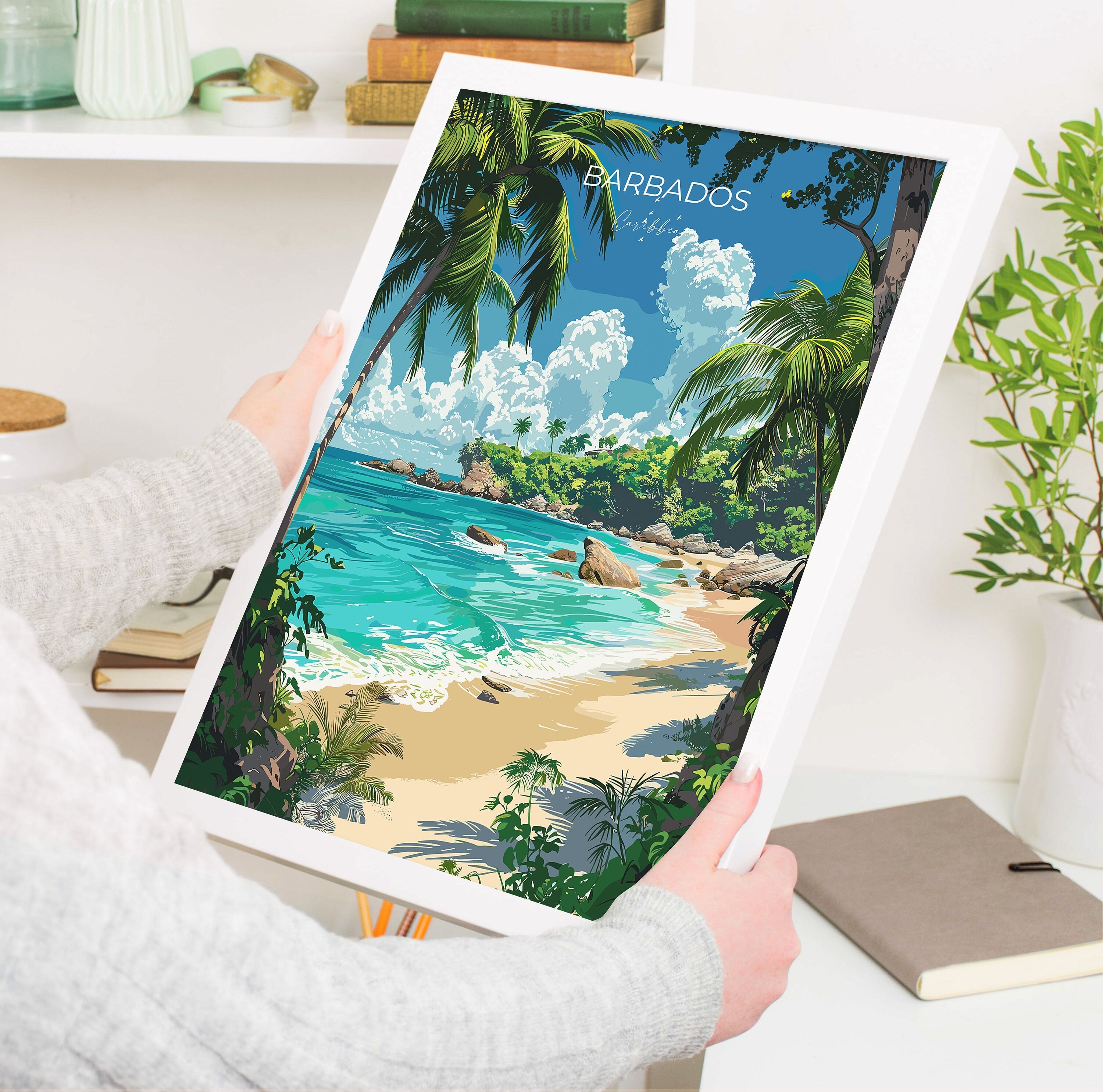 Barbados Travel Poster, Travel Print of Barbados, Caribbean, Barbados Art Lovers Gift, Caribbean Gift, Wall Art Print NQ Media Designs