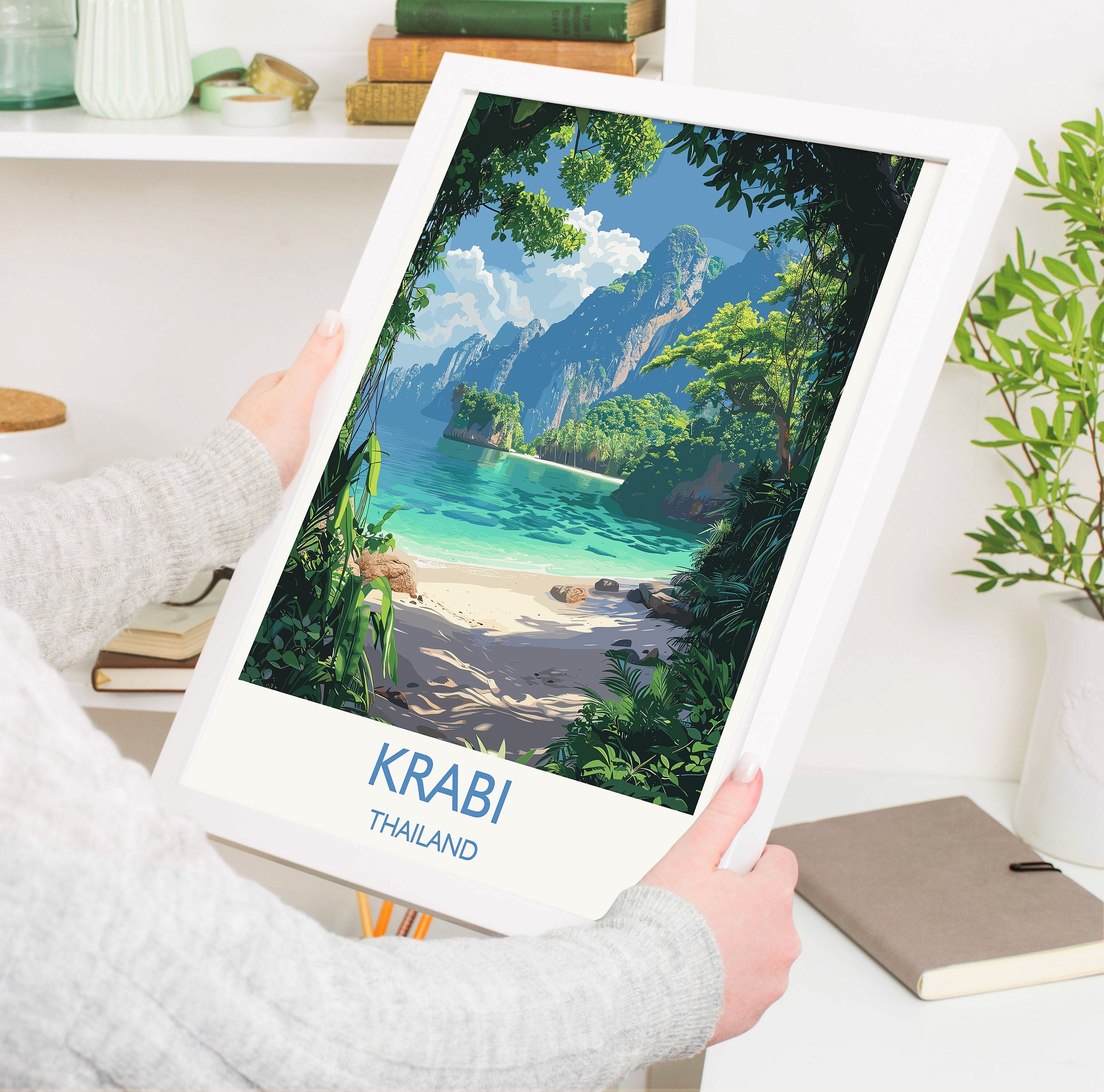 Krabi Travel Print, Travel Poster of Krabi, Thailand, Krabi Art Lovers Gift, Wall Art Print NQ Media Designs