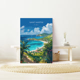 Saint Martin Travel Poster, Travel Print of Saint Martin, Caribbean, Saint Martin Art Lovers Gift, Caribbean Gift, Wall Art Print NQ Media Designs