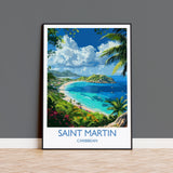 Saint Martin Travel Print, Travel Poster of Saint Martin, Caribbean, Saint Martin Art Lovers Gift, Caribbean Gift, Wall Art Print NQ Media Designs