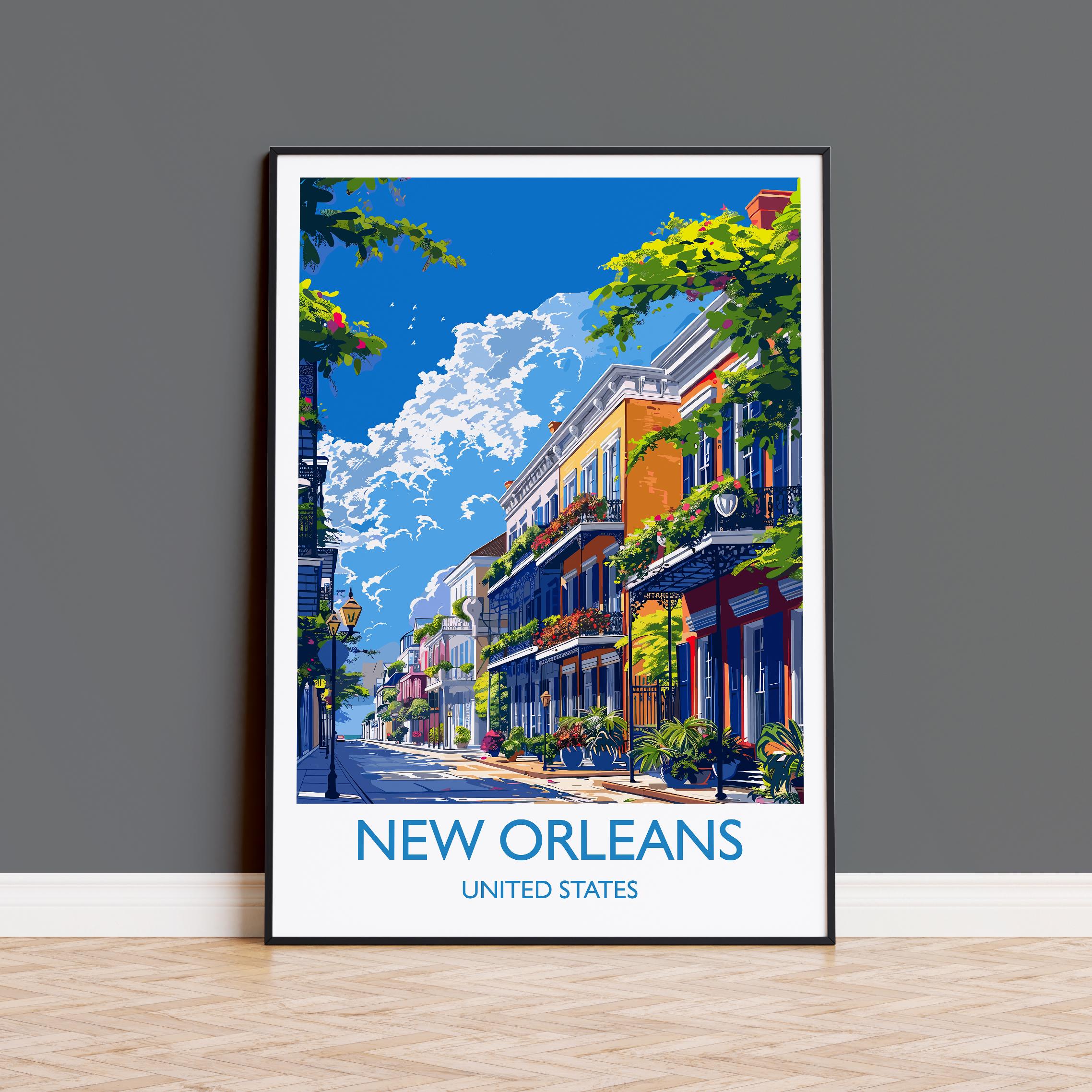 New Orleans Travel Print Wall Art, Travel Poster of New Orleans, New Orleans Art Lovers Gift, USA Art Gift NQ Media Designs