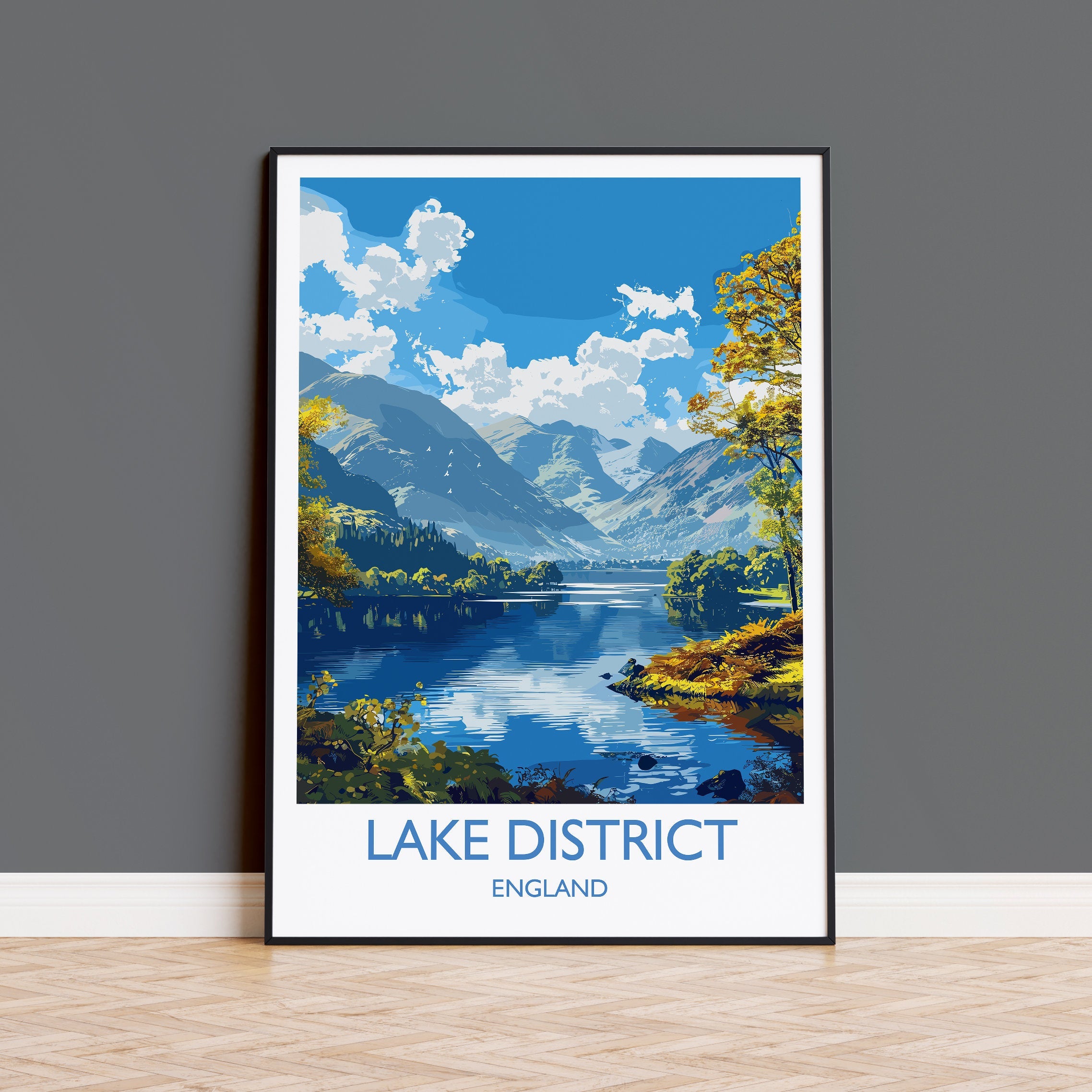 Lake District Travel Print Wall Art, Travel Poster of Lake District, Lake District Art Lovers Gift, English Countryside NQ Media Designs