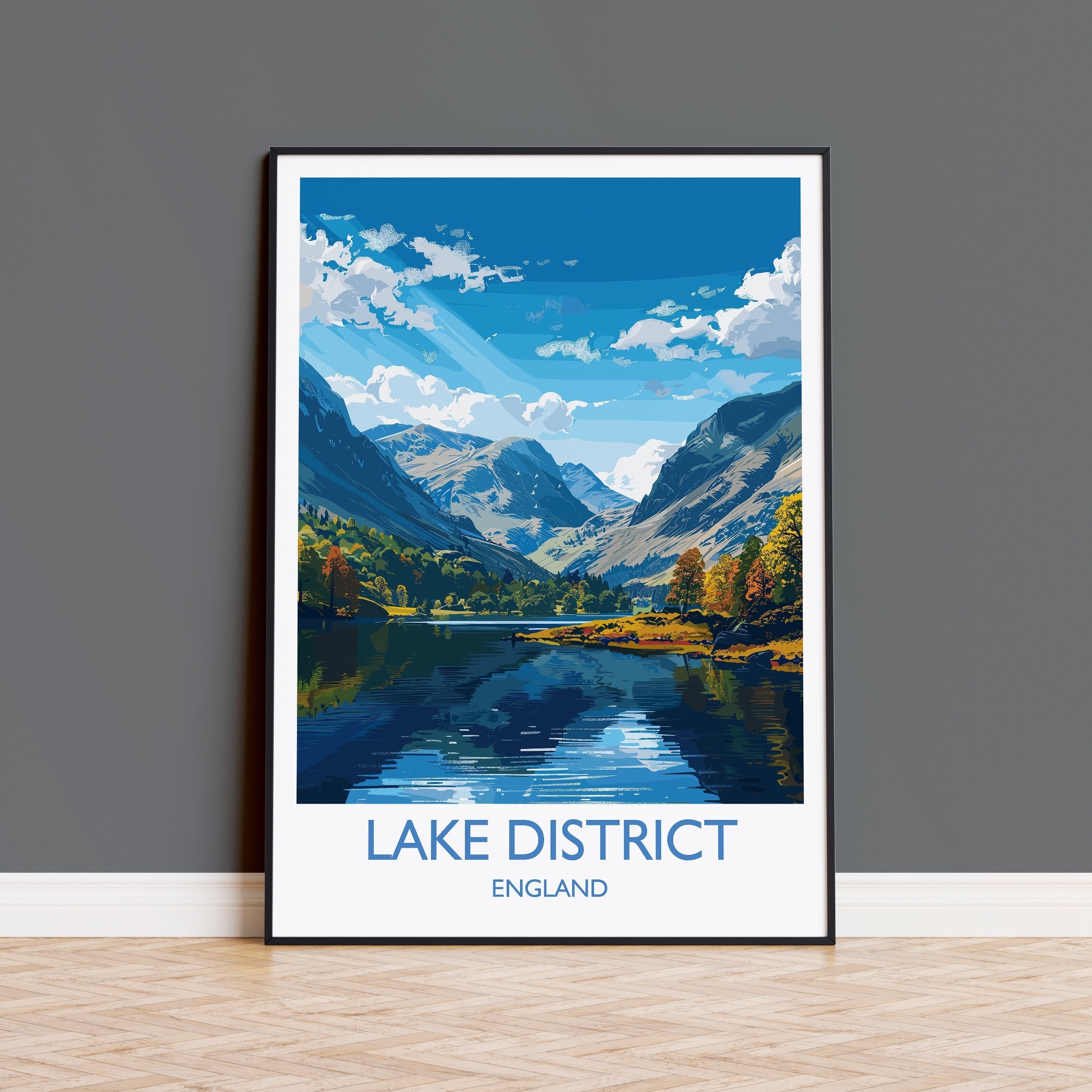 Lake District Travel Print Wall Art, Travel Poster of Lake District, Lake District Art Lovers Gift, English Countryside NQ Media Designs
