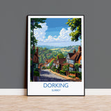 Dorking Travel Print, Travel Poster of Dorking, Surrey Poster, Dorking Art Gift, London Art Lovers UK Travel Gift NQ Media Designs