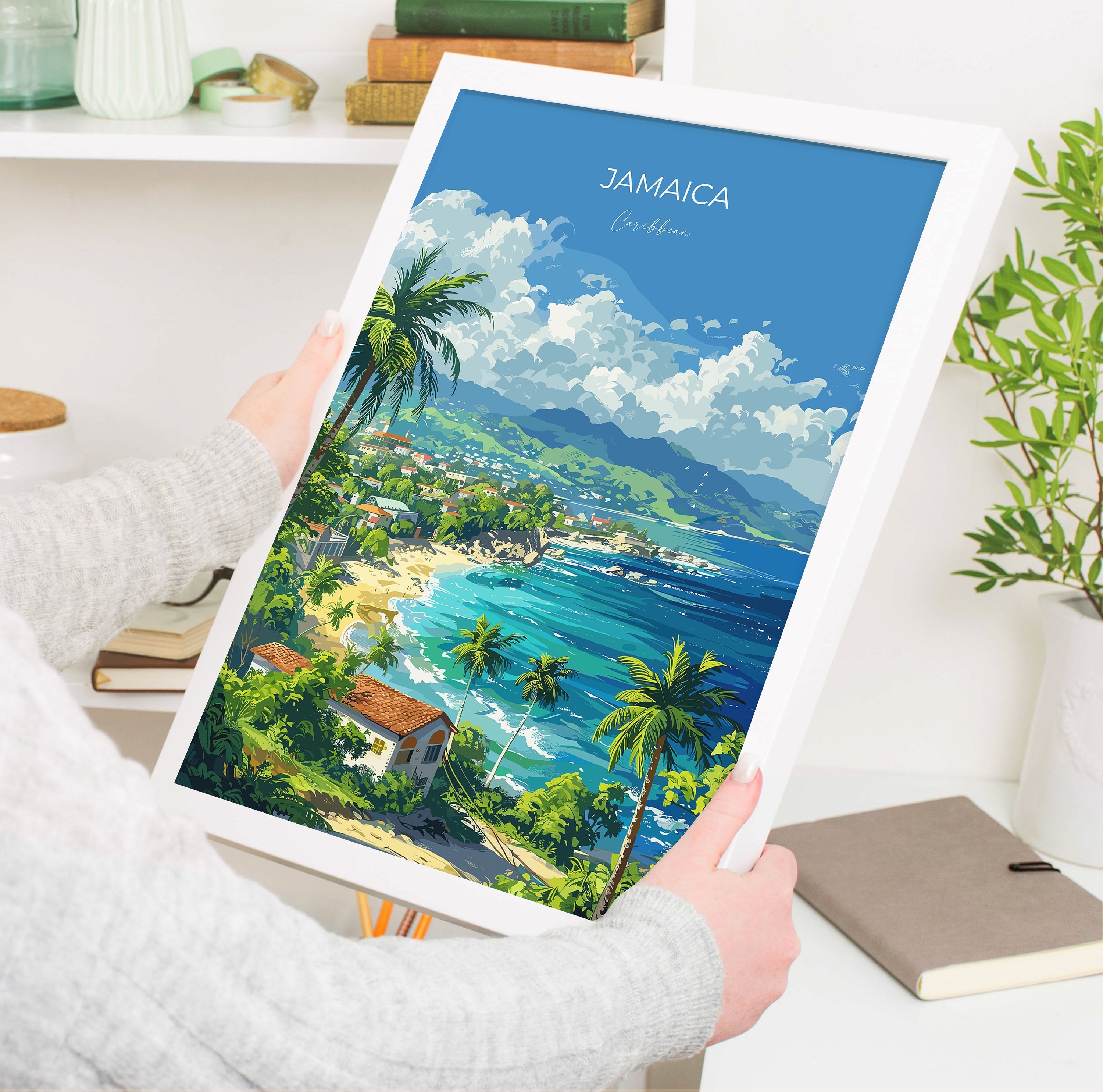 Jamaica Travel Poster, Travel Print of Jamaica, Caribbean, Jamaica Art Lovers Gift, Caribbean Gift, Wall Art Print NQ Media Designs