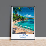 Jamaica Travel Print, Travel Poster of Jamaica, Caribbean, Jamaica Art Lovers Gift, Caribbean Gift, Wall Art Print NQ Media Designs