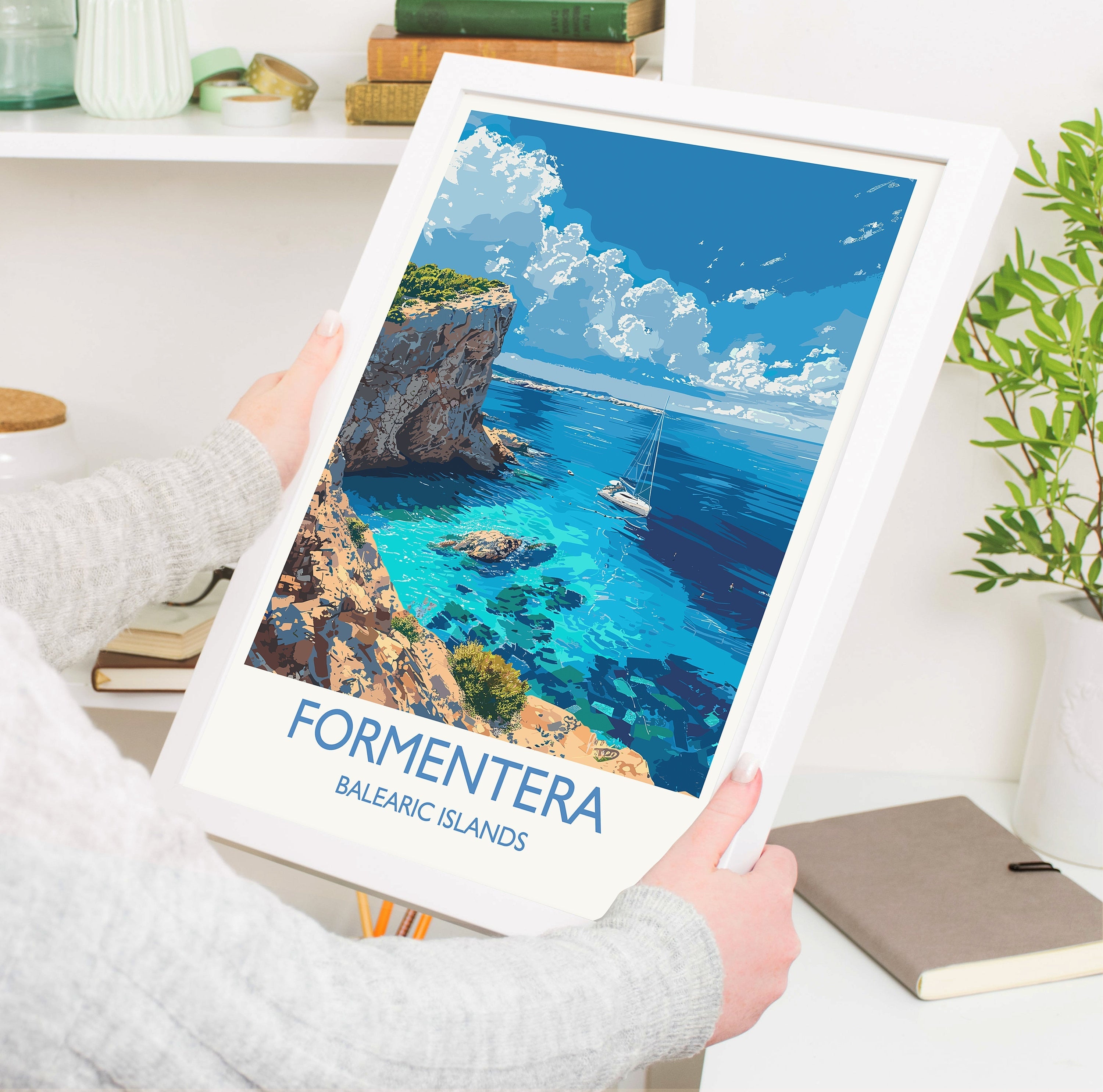 Formentera Travel Print, Travel Poster of Formentera, Balearic Islands Art Lovers Gift, Formentera Wall Art NQ Media Designs