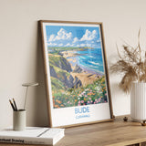 Bude Travel Print, Travel Poster of Bude, England, Cornwall Art, Bude Art Lovers Gift, Wall Art Print NQ Media Designs
