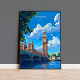 London Travel Poster Wall Art, Travel Print of London, London Art Lovers Gift, Big Ben Art Gift NQ Media Designs