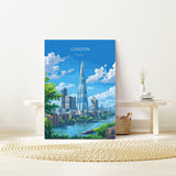 London Travel Poster Wall Art, Travel Print of London, London Art Lovers Gift, The Shard Art Gift NQ Media Designs