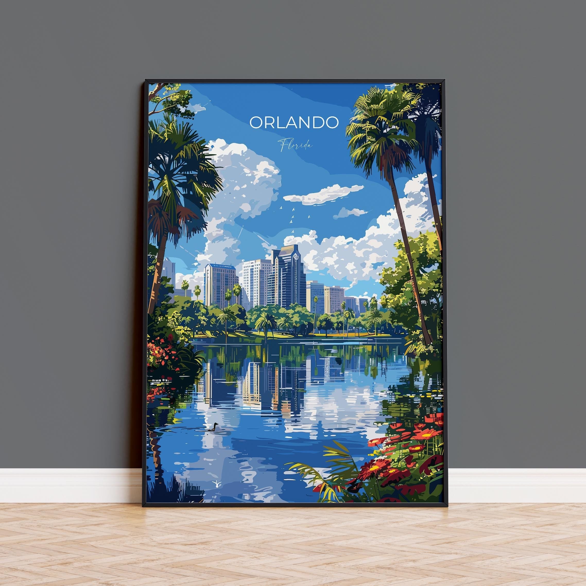 Orlando Travel Poster, Travel Print of Orlando, Orlando Art lovers Gift,Florida Art Gift,USA Wall Art Print NQ Media Designs