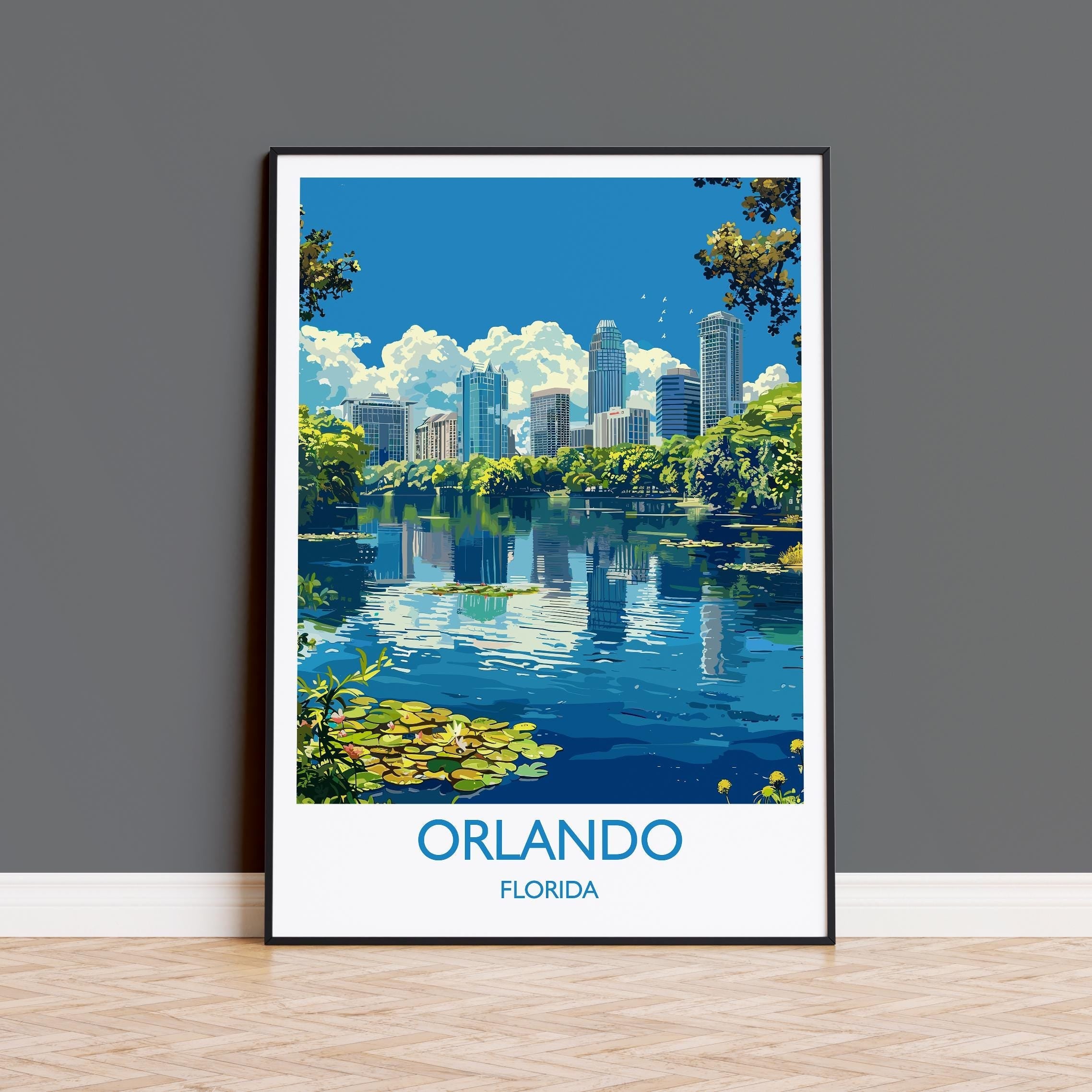 Orlando Travel Print, Travel Poster of Orlando, Orlando Art lovers Gift,Florida Art Gift,USA Wall Art Print NQ Media Designs