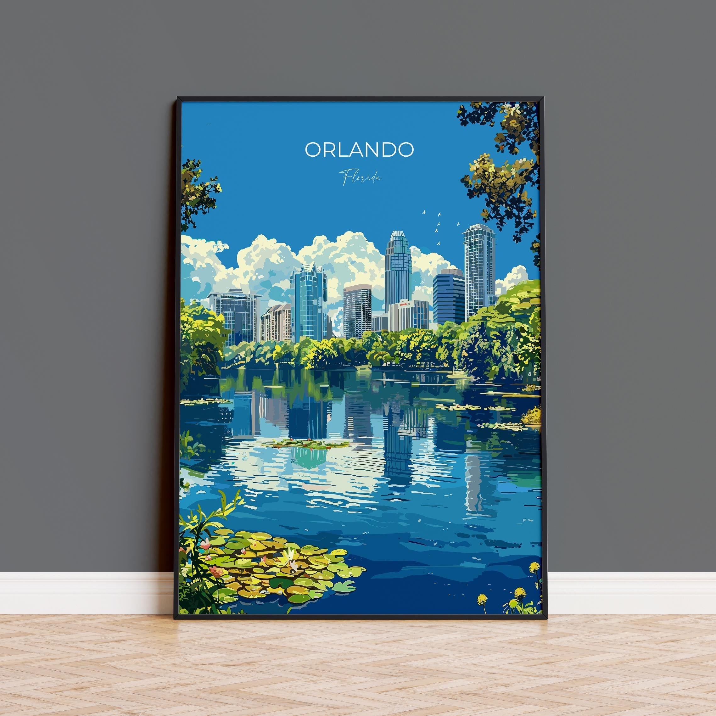 Orlando Travel Poster, Travel Print of Orlando, Orlando Art lovers Gift,Florida Art Gift,USA Wall Art Print NQ Media Designs