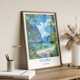 Phi Phi Travel Print, Travel Poster of Phi Phi, Thailand, Phi Phi Islands Art Lovers Gift, Wall Art Print NQ Media Designs