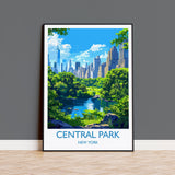Central Park New York Travel Print Wall Art, Travel Poster of Central Park, New York , New York Art Lovers Gift, USA Art Gift NQ Media Designs