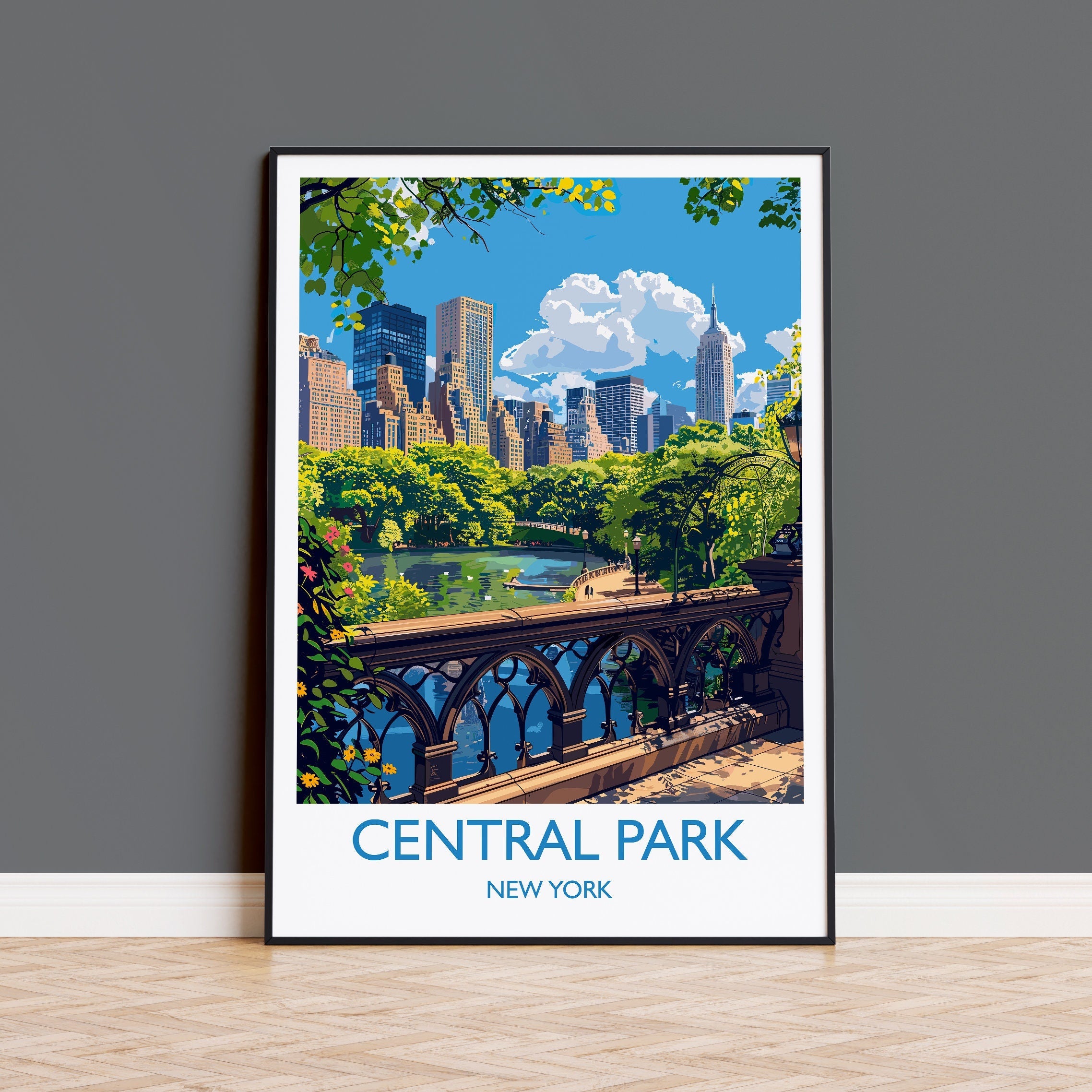 Central Park New York Travel Print Wall Art, Travel Poster of Central Park, New York , New York Art Lovers Gift, USA Art Gift NQ Media Designs