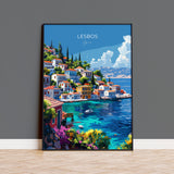 Lesbos Travel Poster, Travel Print of Lesbos, Greece Gift, Greek Islands Art Lovers Gift, Lesbos Gift Art, Wall Art Print NQ Media Designs