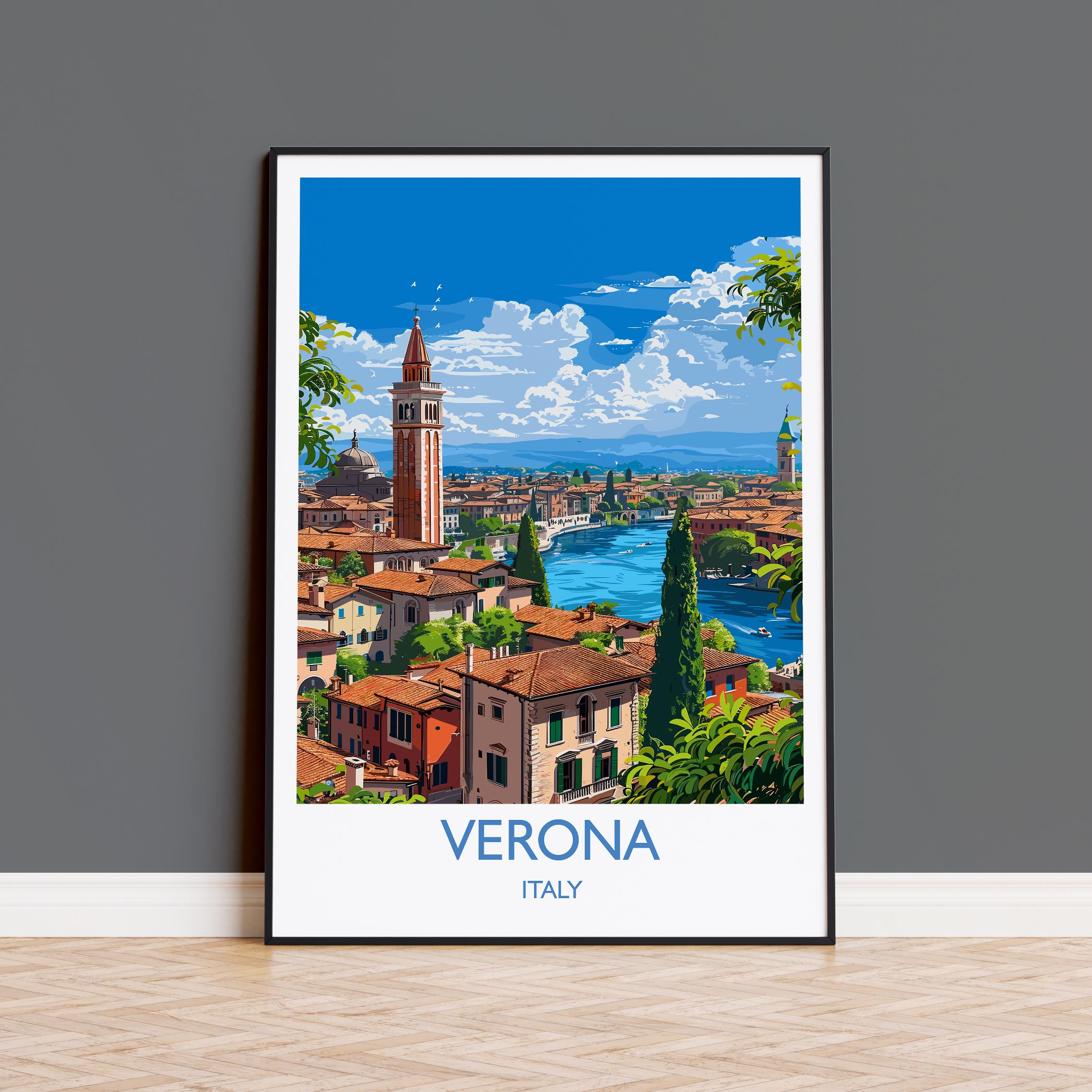 Verona Travel Poster Wall Art, Travel Print of Verona, Verona Art Lovers Gift, Italy, Italian Art Gift NQ Media Designs