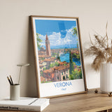 Verona Travel Poster Wall Art, Travel Print of Verona, Verona Art Lovers Gift, Italy, Italian Art Gift NQ Media Designs
